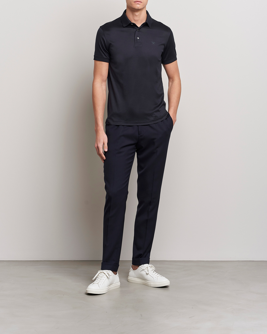 Homme | Polos | Emporio Armani | Cotton Tencel Polo Navy