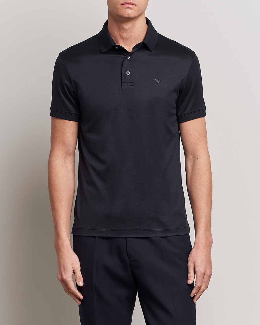 Homme | Polos | Emporio Armani | Cotton Tencel Polo Navy