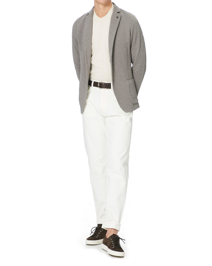 Homme | Blazers | Gran Sasso | Structured Cotton/Linen Blazer Grey/Brown