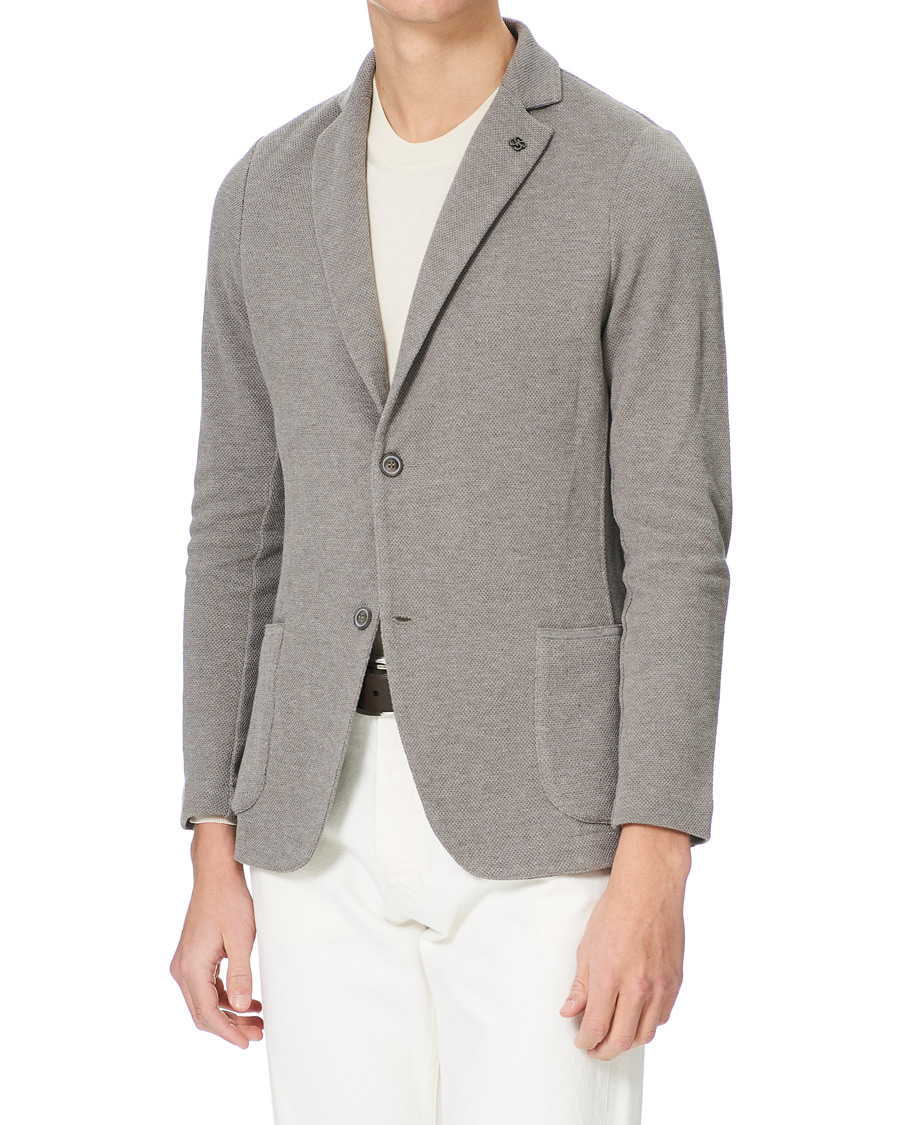 Homme | Blazers | Gran Sasso | Structured Cotton/Linen Blazer Grey/Brown