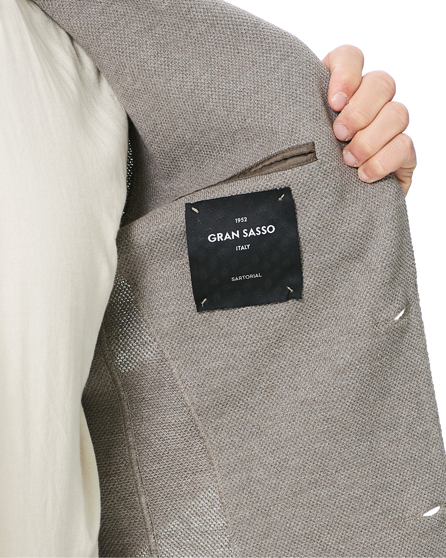 Homme | Blazers | Gran Sasso | Structured Cotton/Linen Blazer Grey/Brown