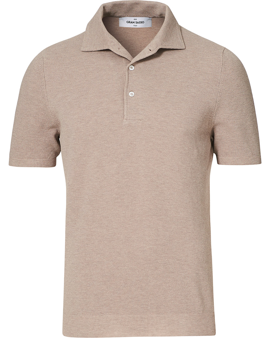 Homme | Polos | Gran Sasso | Knitted One Piece Collar Polo Beige