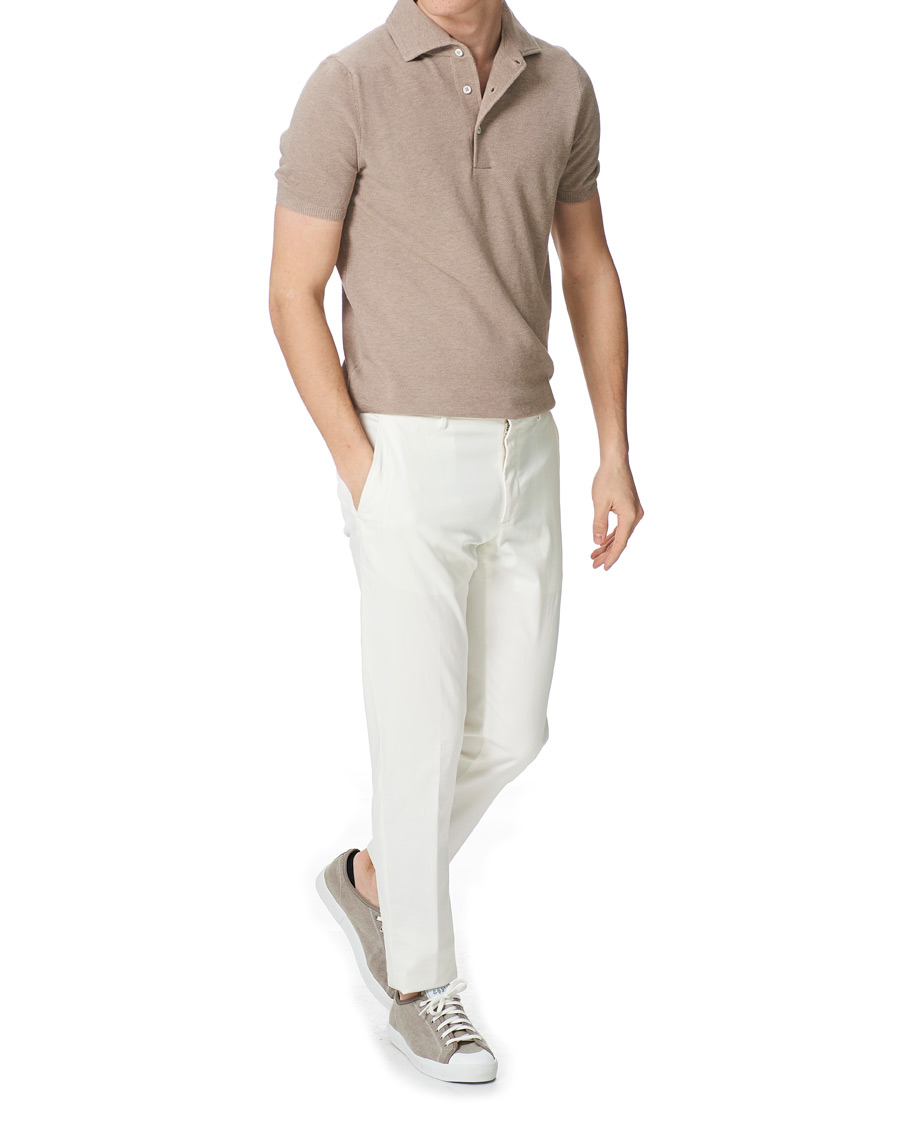 Homme | Polos | Gran Sasso | Knitted One Piece Collar Polo Beige