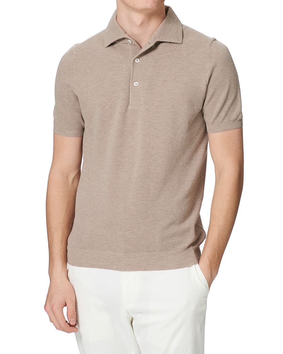 Homme | Polos | Gran Sasso | Knitted One Piece Collar Polo Beige
