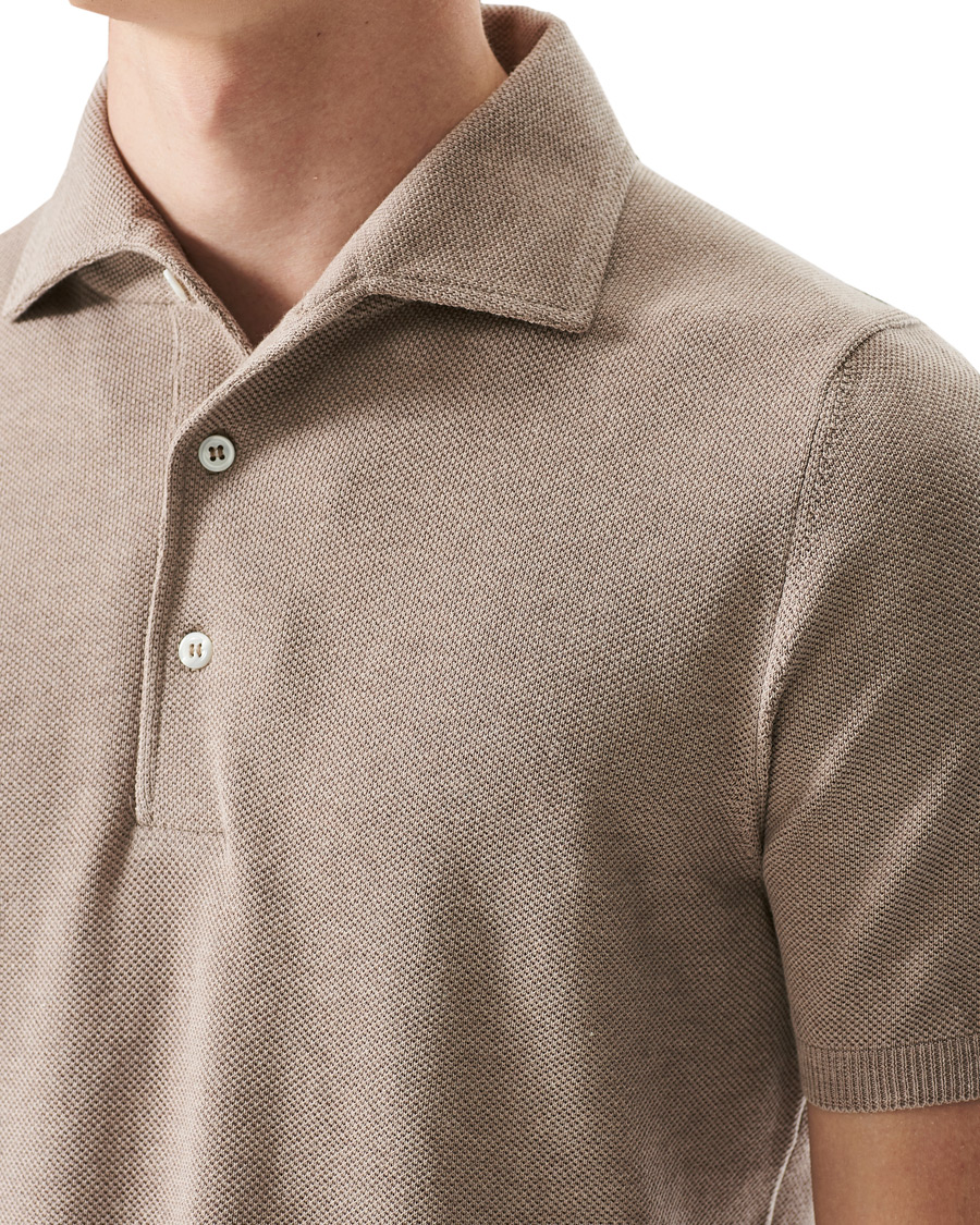 Homme | Polos | Gran Sasso | Knitted One Piece Collar Polo Beige