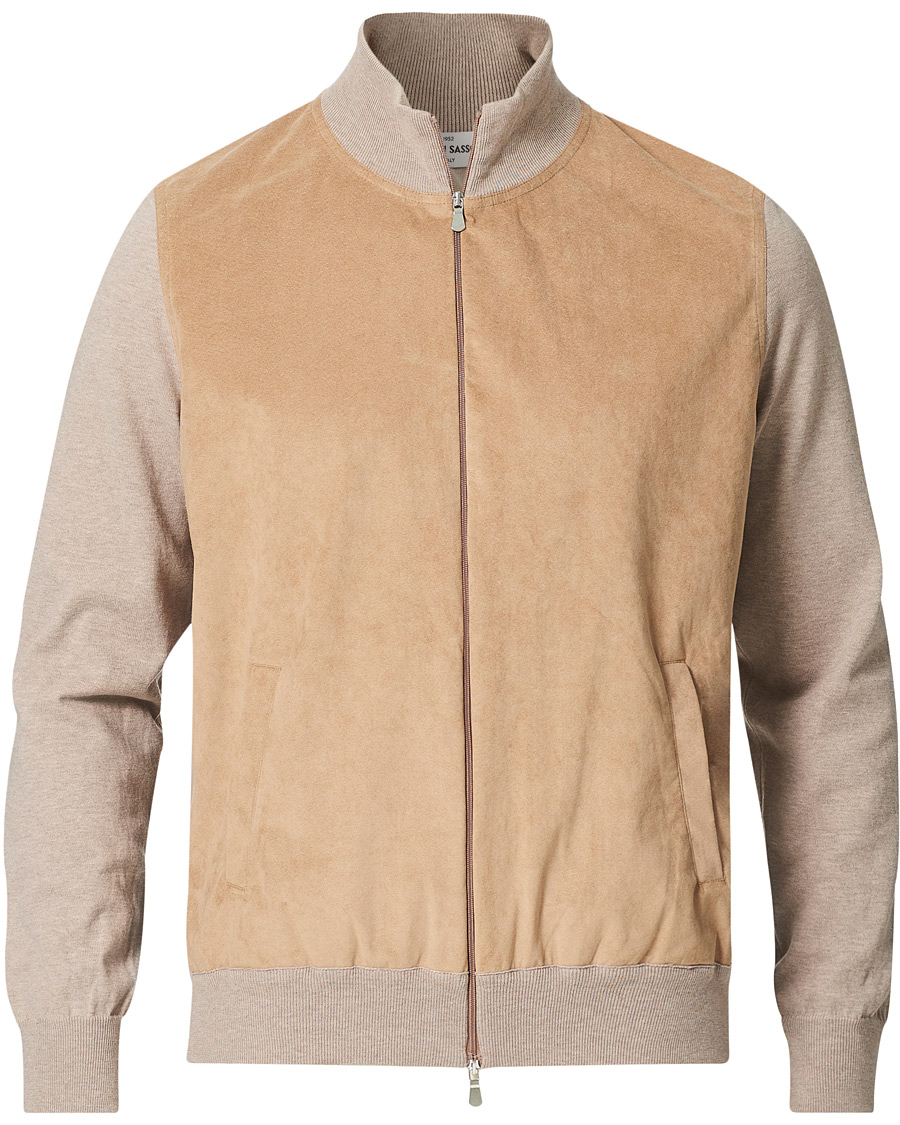 Heren | Truien | Gran Sasso | Knitted Cotton/Alcantara Full Zip Cream