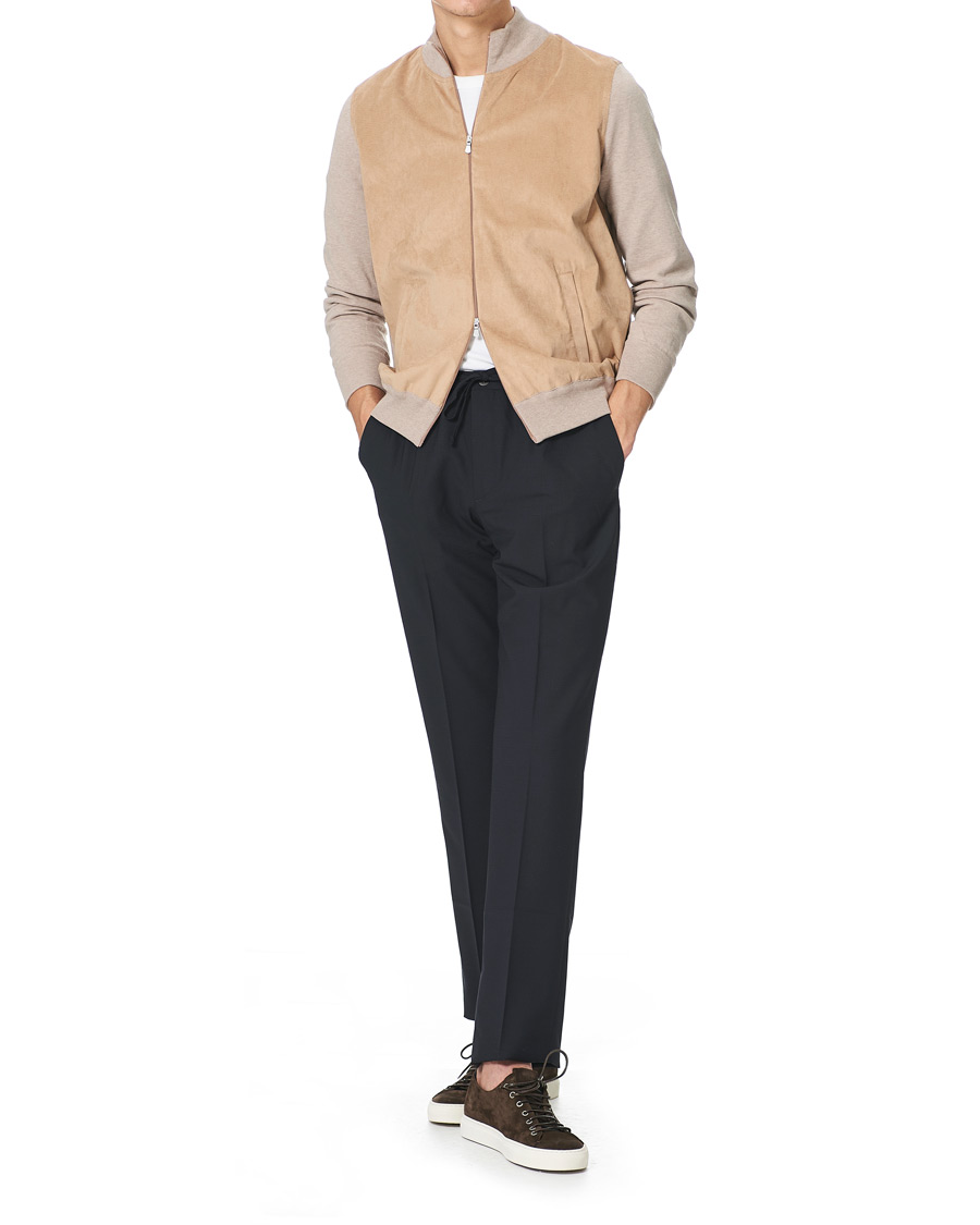 Heren | Truien | Gran Sasso | Knitted Cotton/Alcantara Full Zip Cream