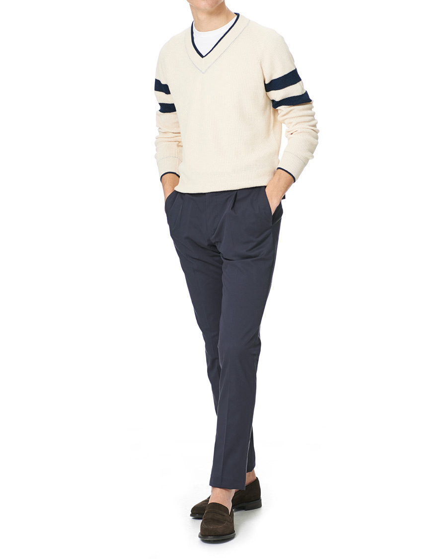 Homme | Pulls Et Tricots | Gran Sasso | Linen/Cotton Cricket V-Neck Sweater White