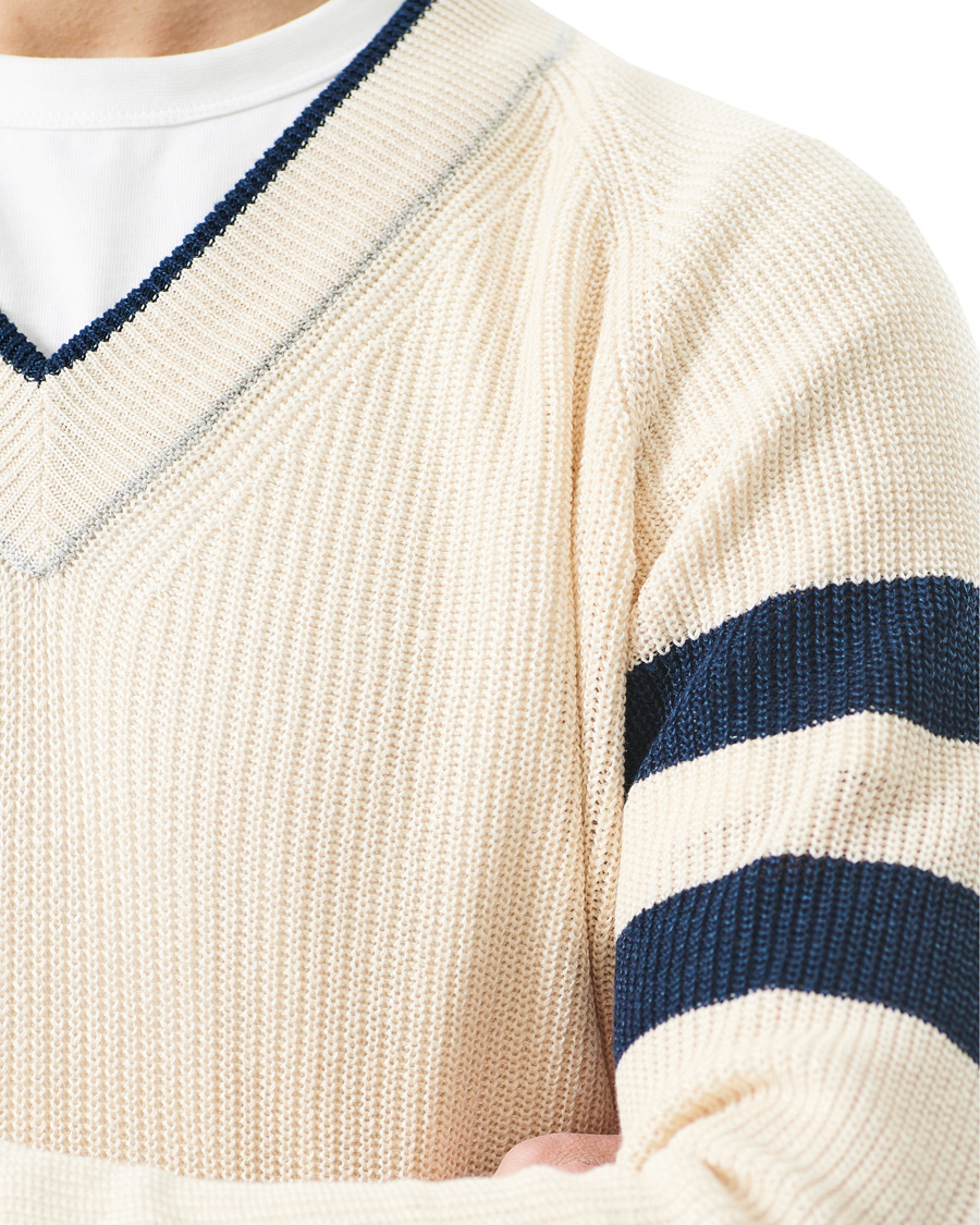 Homme | Pulls Et Tricots | Gran Sasso | Linen/Cotton Cricket V-Neck Sweater White