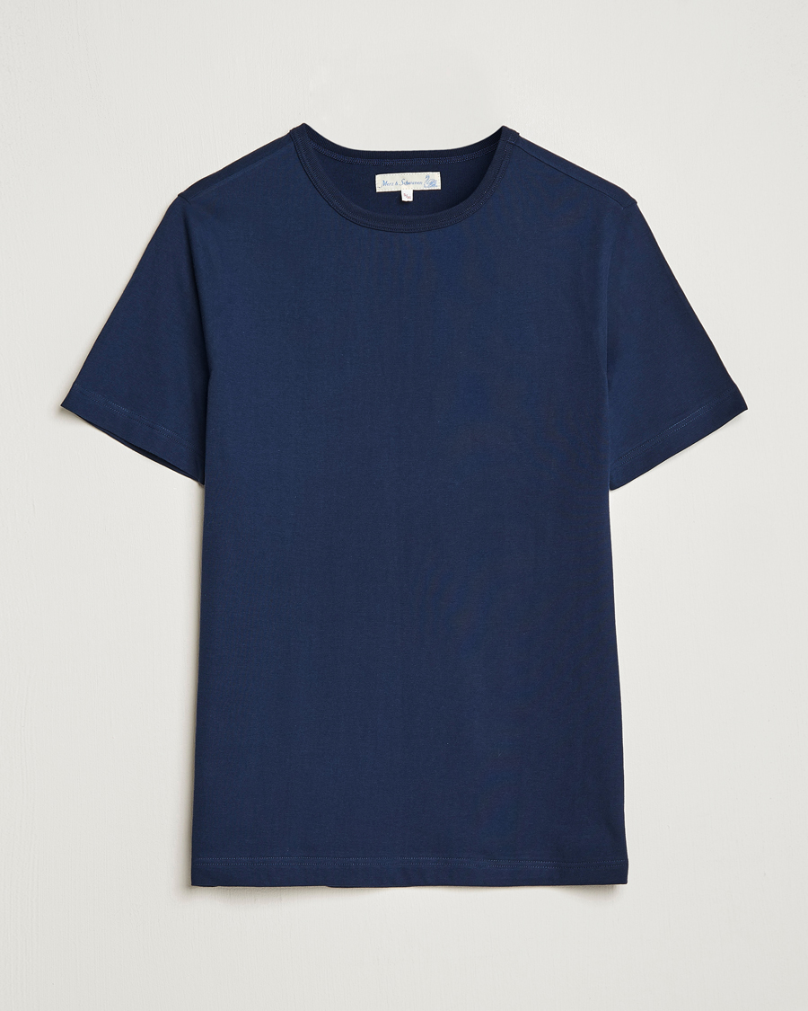 Homme | T-shirts | Merz b. Schwanen | 1950s Classic Loopwheeled T-shirt Ink Blue