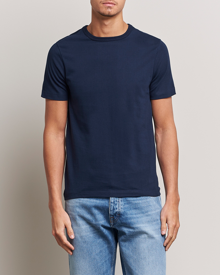 Homme | T-shirts | Merz b. Schwanen | 1950s Classic Loopwheeled T-shirt Ink Blue