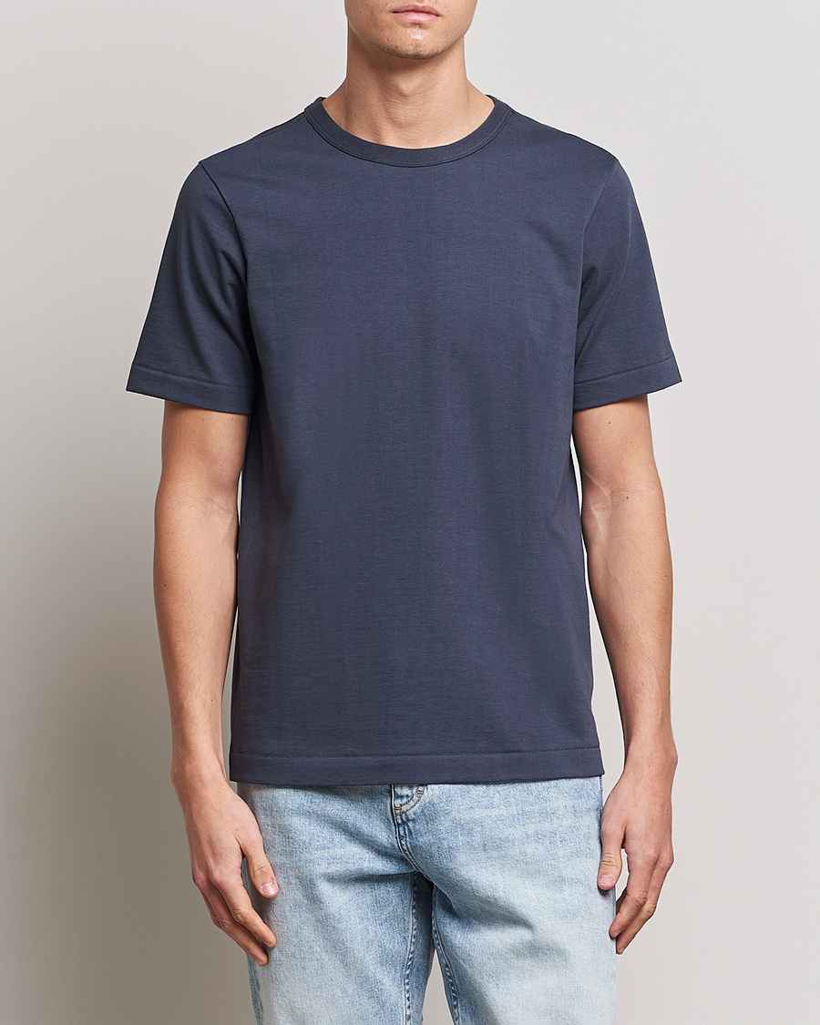 Homme | T-shirts | Merz b. Schwanen | Relaxed Loopwheeled Sturdy Tee Navy