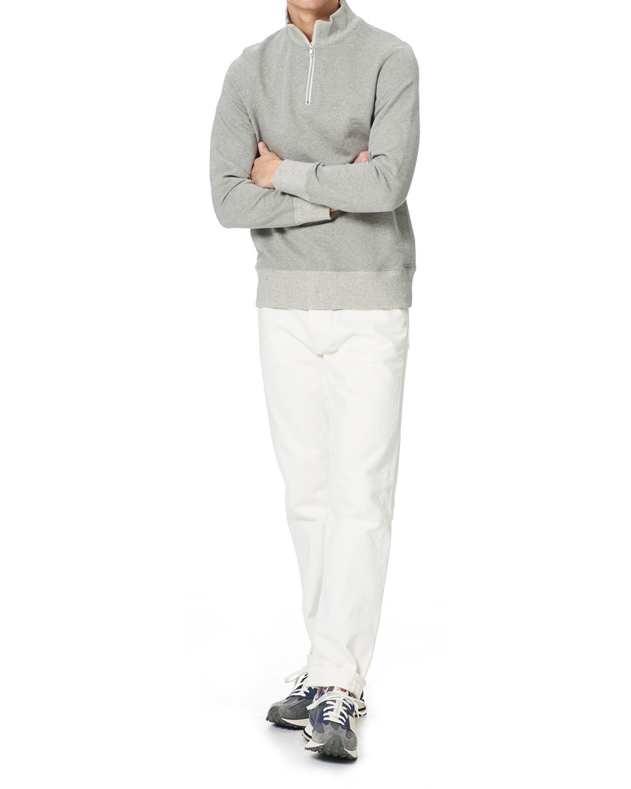 Homme | Pulls Et Tricots | Merz b. Schwanen | Organic Cotton Half Zip Sweat Grey Mel