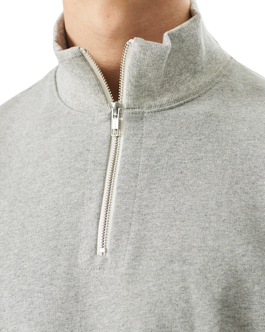 Homme | Pulls Et Tricots | Merz b. Schwanen | Organic Cotton Half Zip Sweat Grey Mel