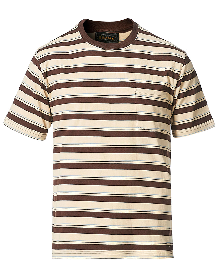 Homme | T-shirts | BEAMS PLUS | Striped Pocket Tee Beige