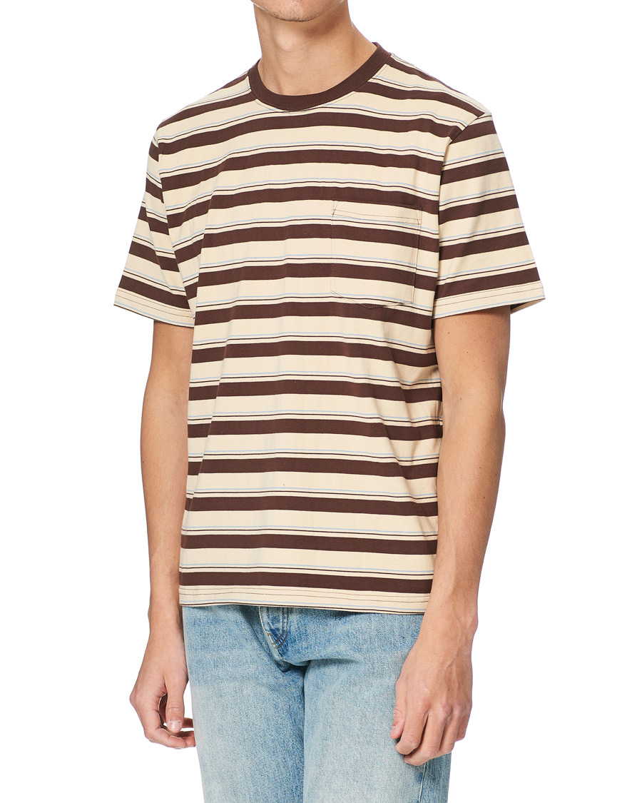Homme | T-shirts | BEAMS PLUS | Striped Pocket Tee Beige