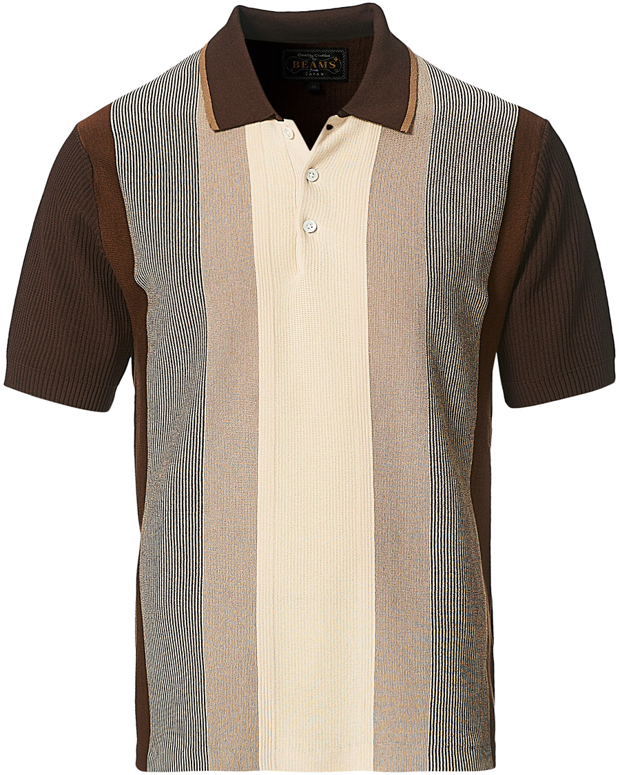 Homme | Polos | BEAMS PLUS | Striped Knited Polo Brown