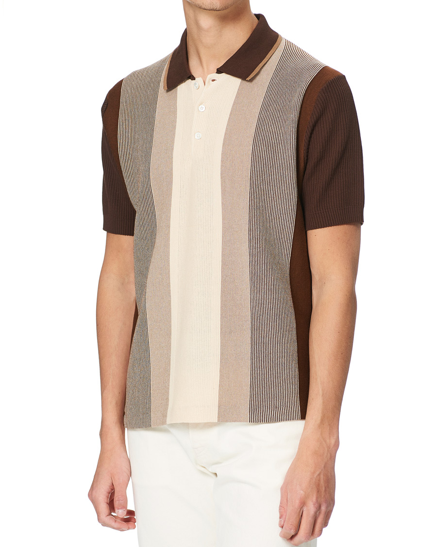 Homme | Polos | BEAMS PLUS | Striped Knited Polo Brown