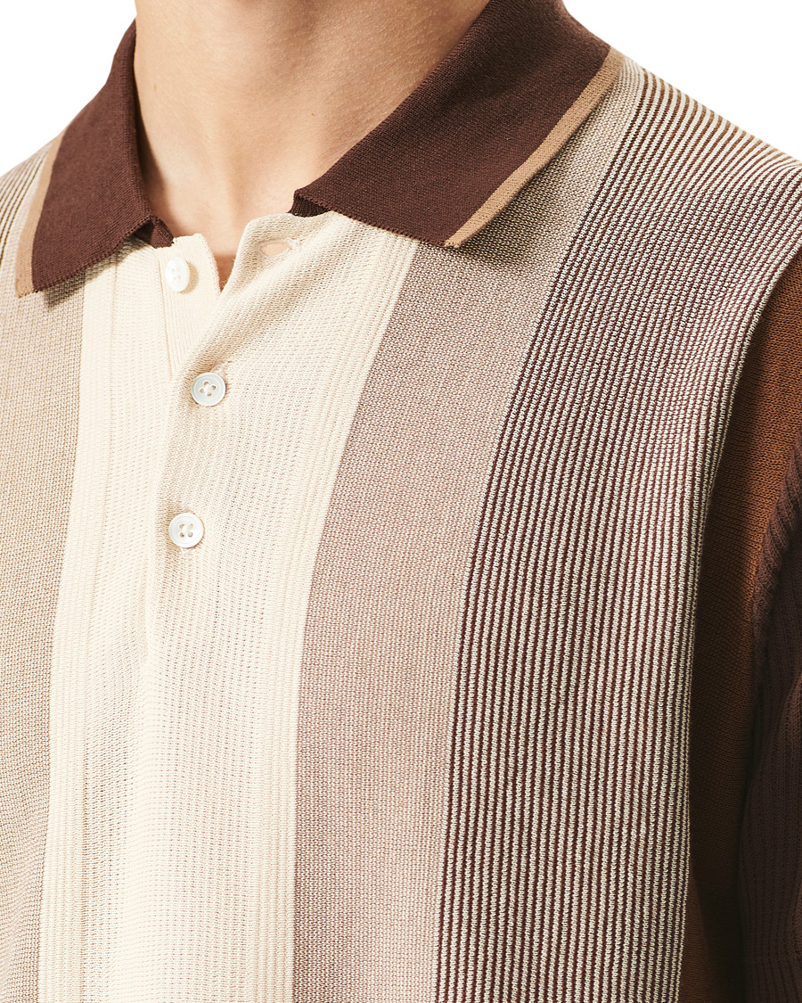 Homme | Polos | BEAMS PLUS | Striped Knited Polo Brown