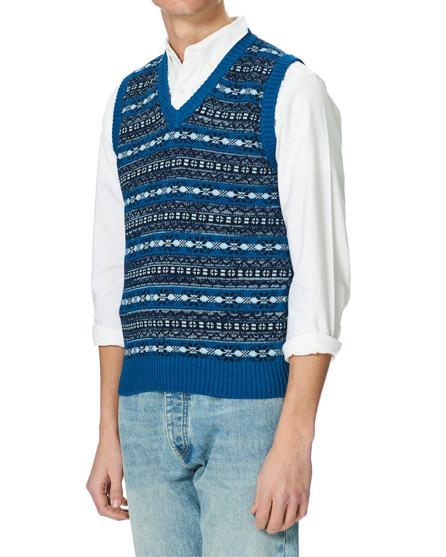 Homme | Pulls Et Tricots | BEAMS PLUS | Fairisle Knit Vest Indigo Blue