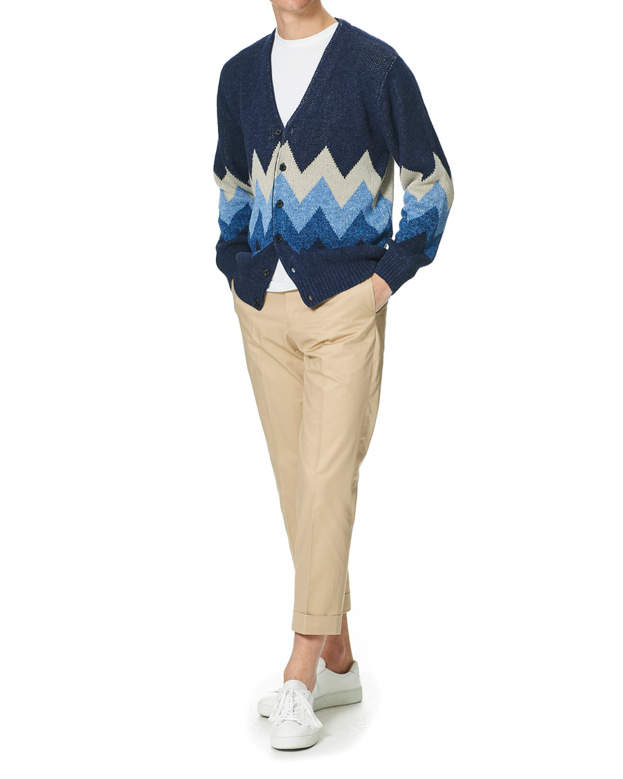 Heren | Truien | BEAMS PLUS | Jacquard Cardigan Indigo Blue