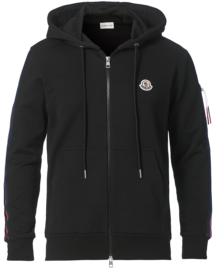 Homme | Pulls Et Tricots | Moncler | Tape Logo Zip Hoodie Black