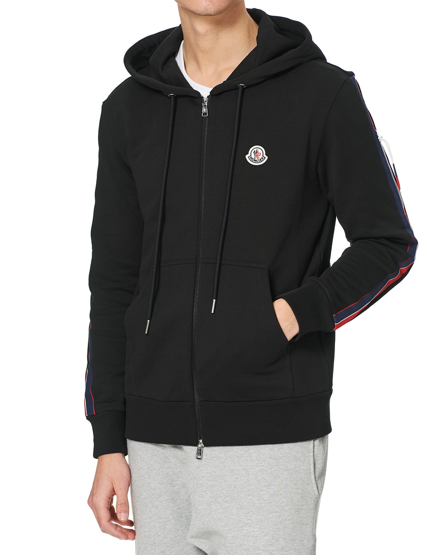 Homme | Pulls Et Tricots | Moncler | Tape Logo Zip Hoodie Black