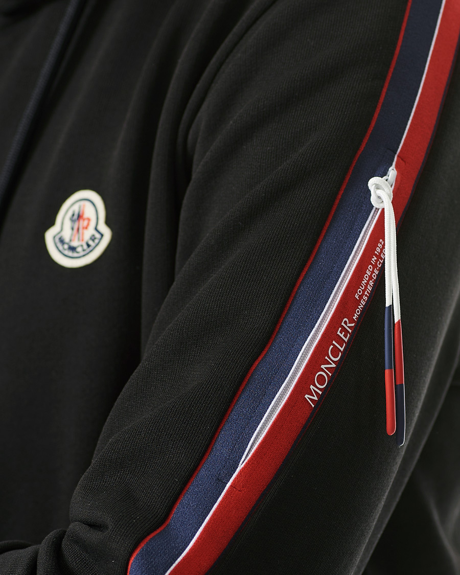 Homme | Pulls Et Tricots | Moncler | Tape Logo Zip Hoodie Black