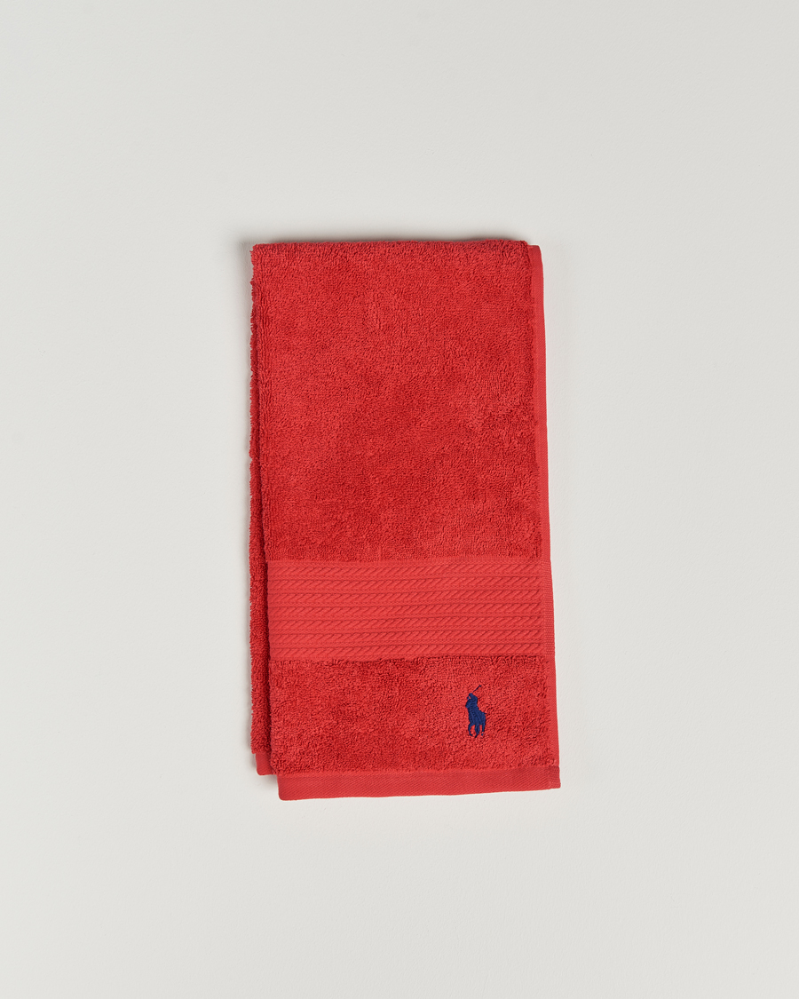 Homme | Ralph Lauren Home Polo Player Guest Towel 40x75 Red Rose | Ralph Lauren Home | Polo Player Guest Towel 40x75 Red Rose