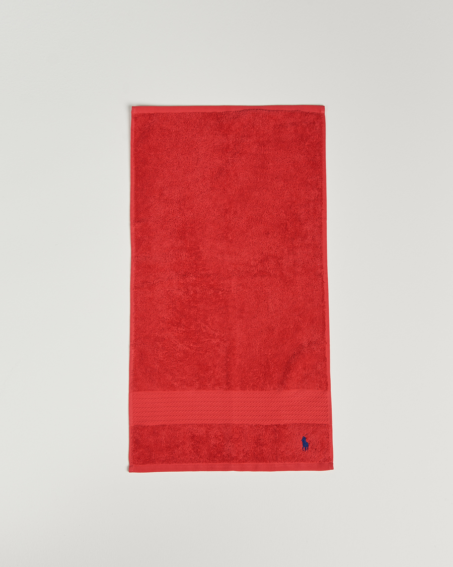 Homme | Ralph Lauren Home Polo Player Guest Towel 40x75 Red Rose | Ralph Lauren Home | Polo Player Guest Towel 40x75 Red Rose