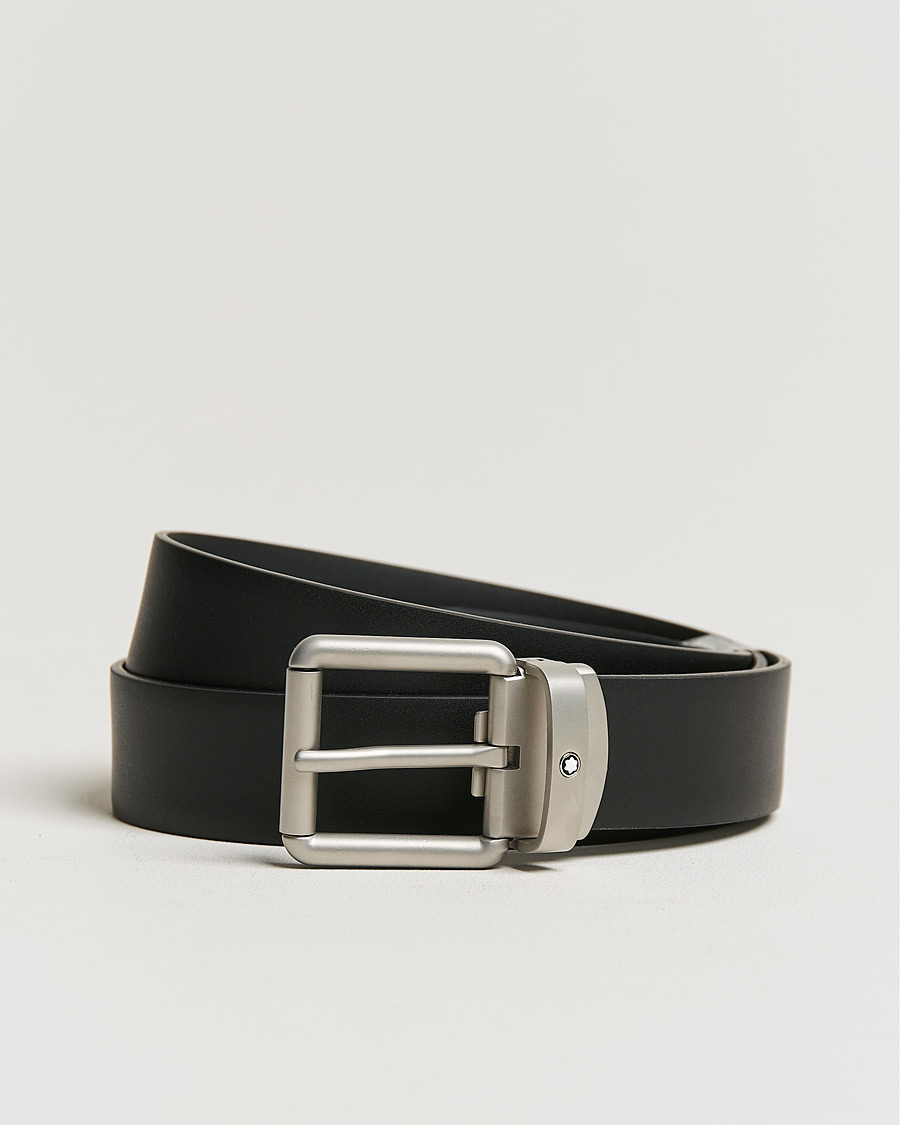 Homme | Montblanc Rounded Square Palladium Pin Buckle 30mm Belt Black | Montblanc | Rounded Square Palladium Pin Buckle 30mm Belt Black