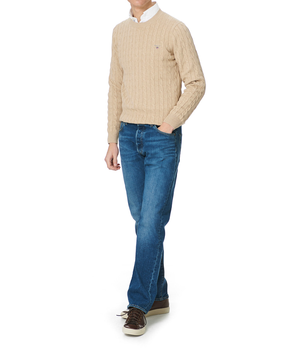 Heren | Truien | GANT | Cotton Cable Crew Neck Pullover Sand Melange