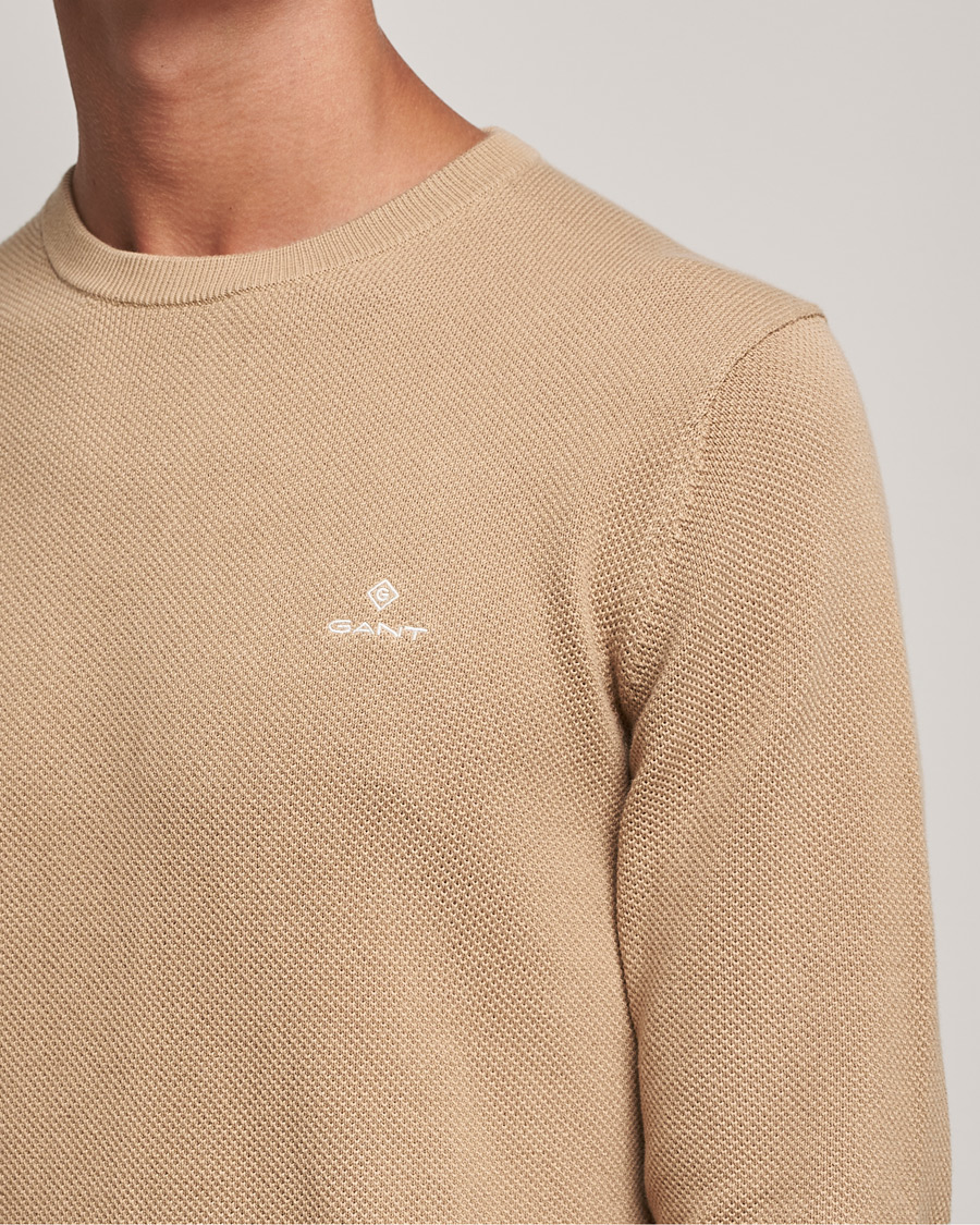Heren | Truien | GANT | Cotton Pique Crew Neck Pullover Dark Khaki