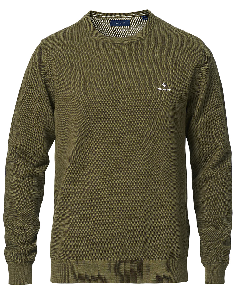 Homme | Pulls Et Tricots | GANT | Cotton Pique Crew Neck Sweater Racing Green