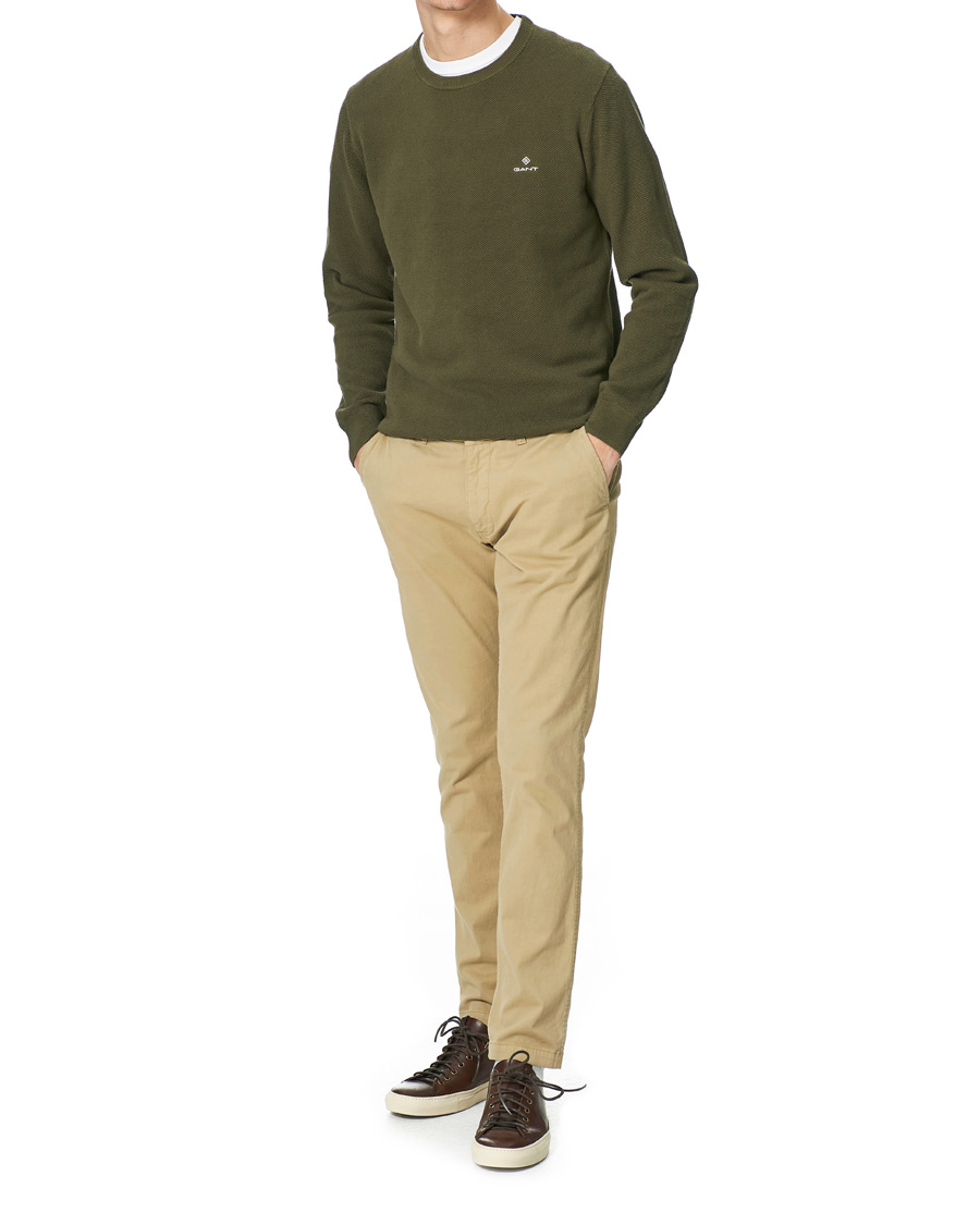 Homme | Pulls Et Tricots | GANT | Cotton Pique Crew Neck Sweater Racing Green