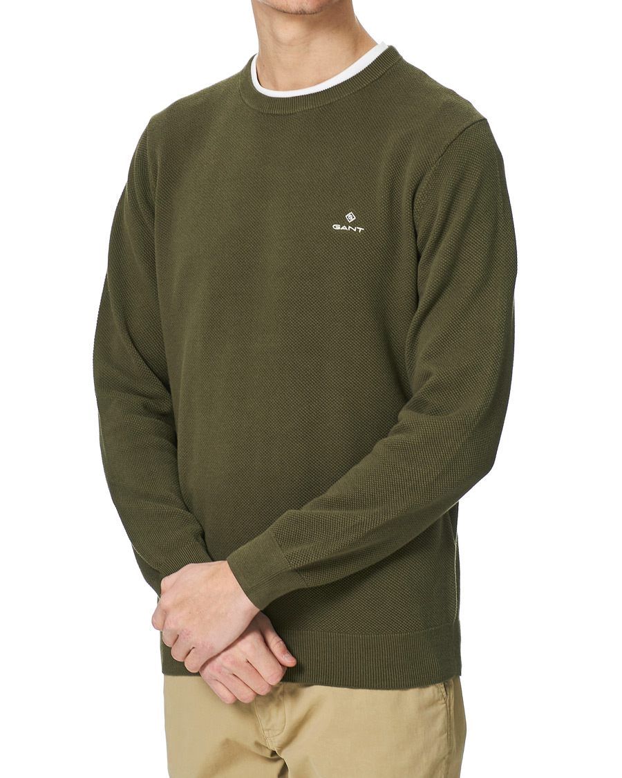 Homme | Pulls Et Tricots | GANT | Cotton Pique Crew Neck Sweater Racing Green
