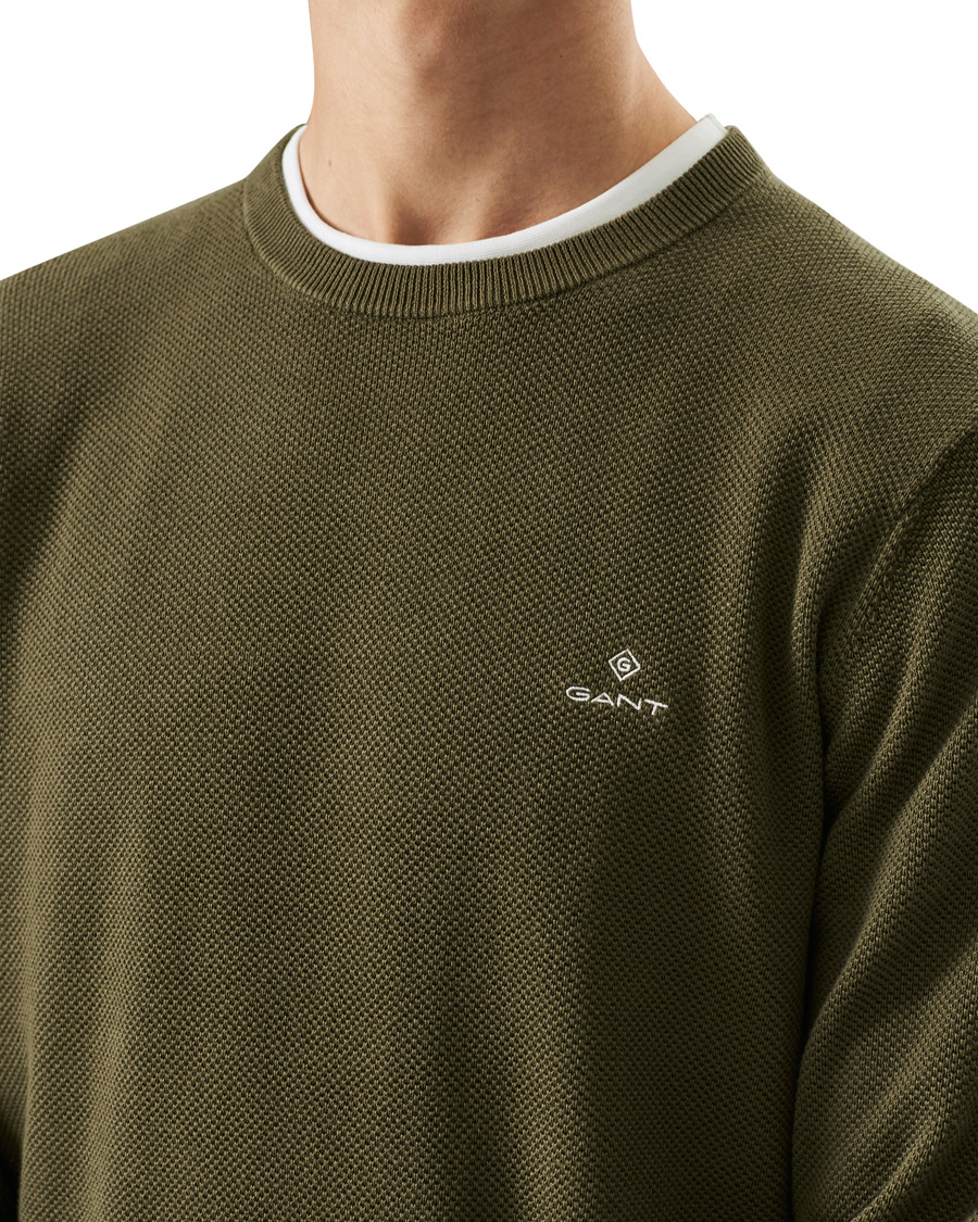 Homme | Pulls Et Tricots | GANT | Cotton Pique Crew Neck Sweater Racing Green