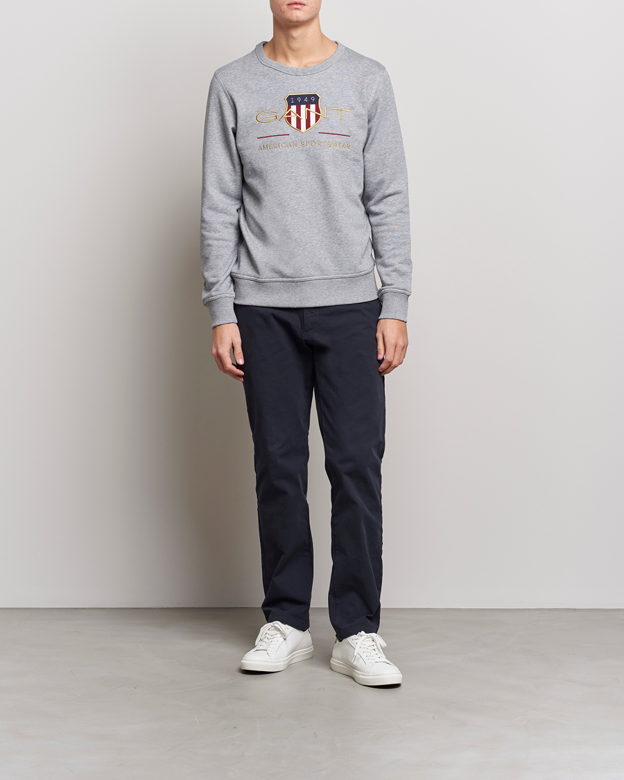 Homme | Pulls Et Tricots | GANT | Archive Shield Crew Neck Sweatershirt Grey Melange