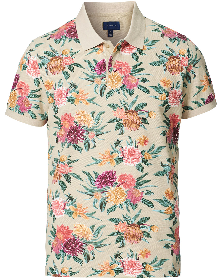 Homme | Polos | GANT | Dalia Printed Flower Polo Plaza Taupe
