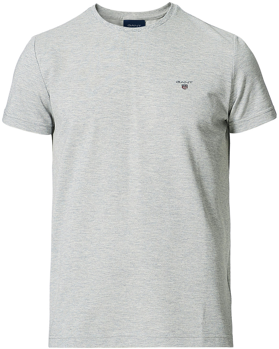 Heren | T-shirts | GANT | Cotton Pique Crew Neck Tee Grey Melange