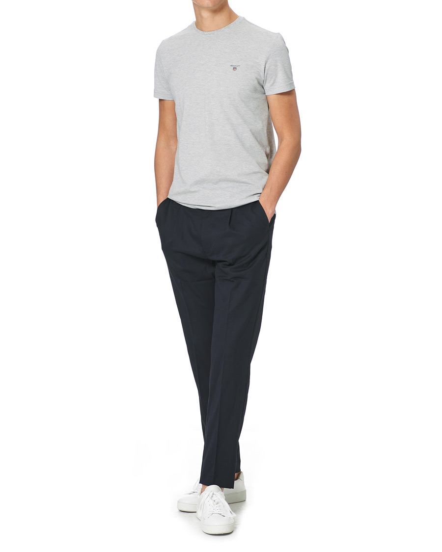 Heren | T-shirts | GANT | Cotton Pique Crew Neck Tee Grey Melange