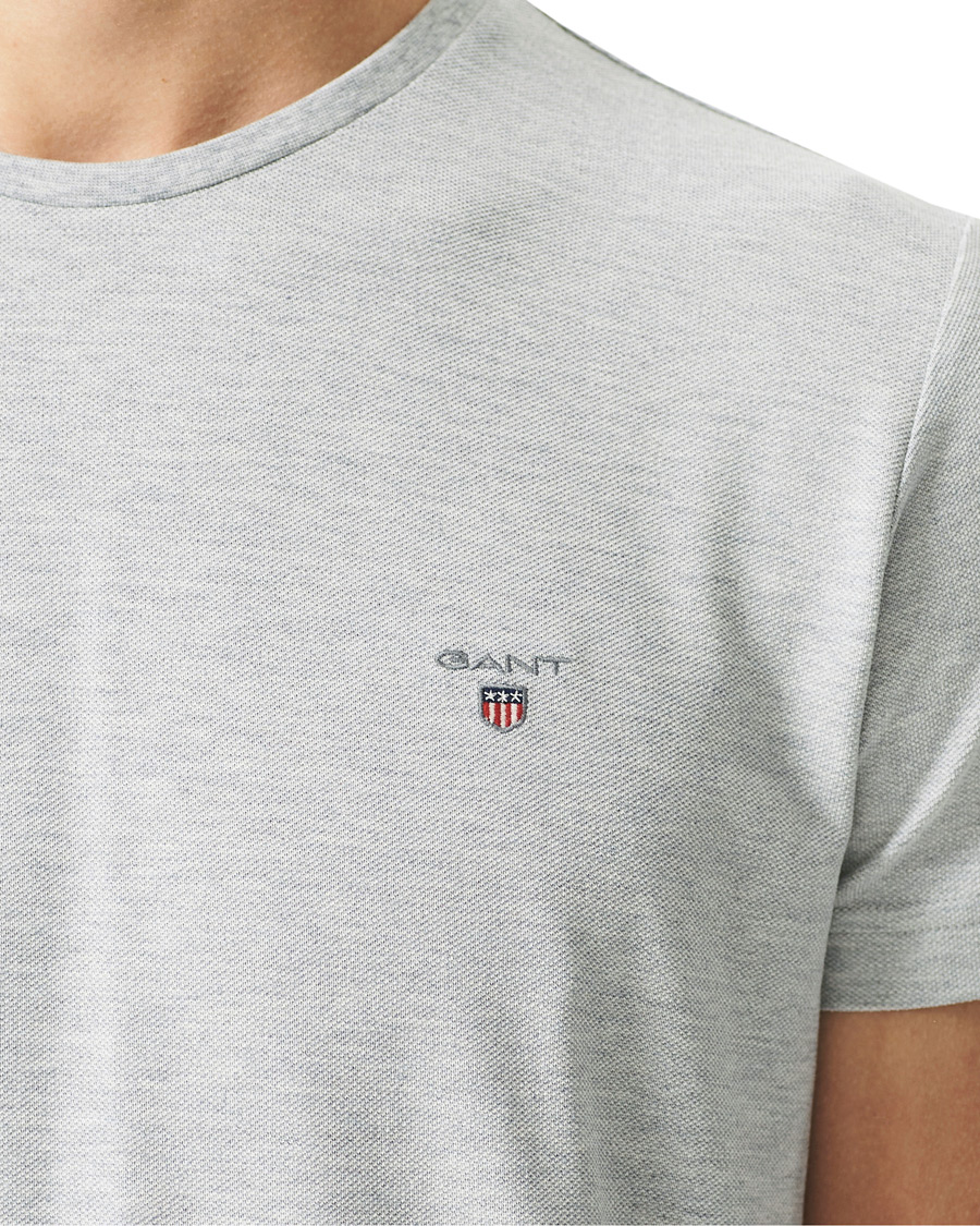 Heren | T-shirts | GANT | Cotton Pique Crew Neck Tee Grey Melange