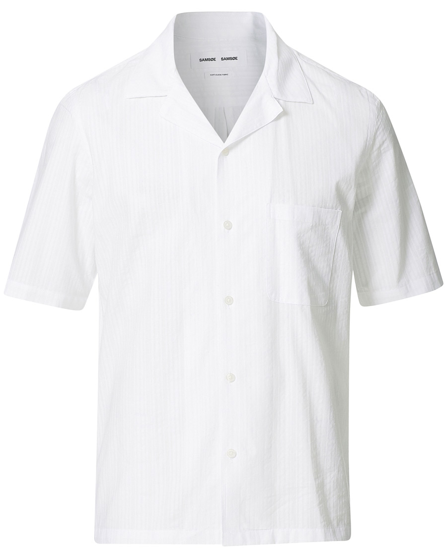 Homme | Chemises | Samsøe Samsøe | Samsøe & Samsøe Oscar Seersucker Short Sleeve Shirt White