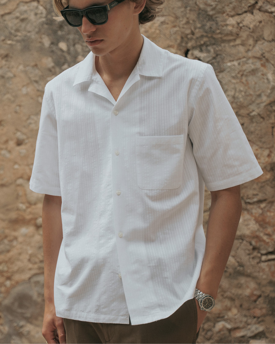 Homme | Chemises | Samsøe Samsøe | Samsøe & Samsøe Oscar Seersucker Short Sleeve Shirt White