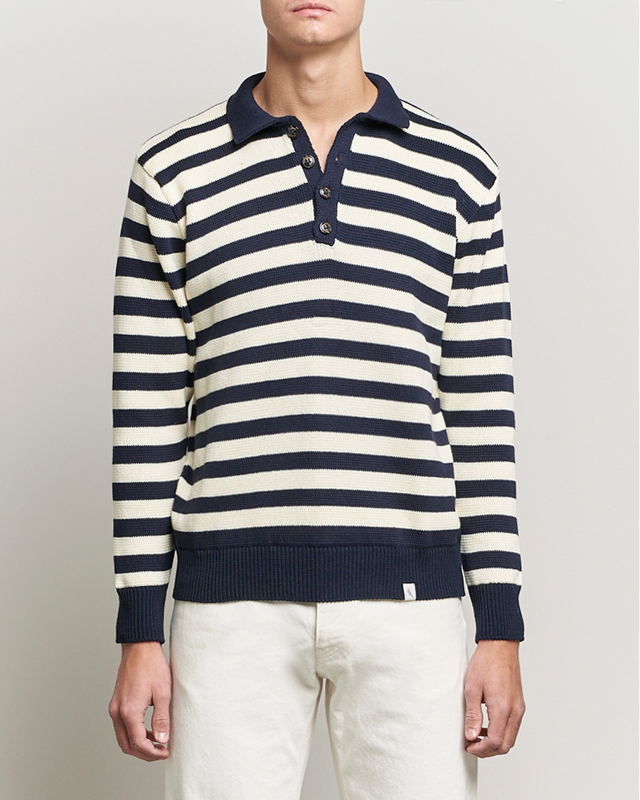 Heren | Truien | Peregrine | Richmond Knitted Rugby Shirt Navy/White
