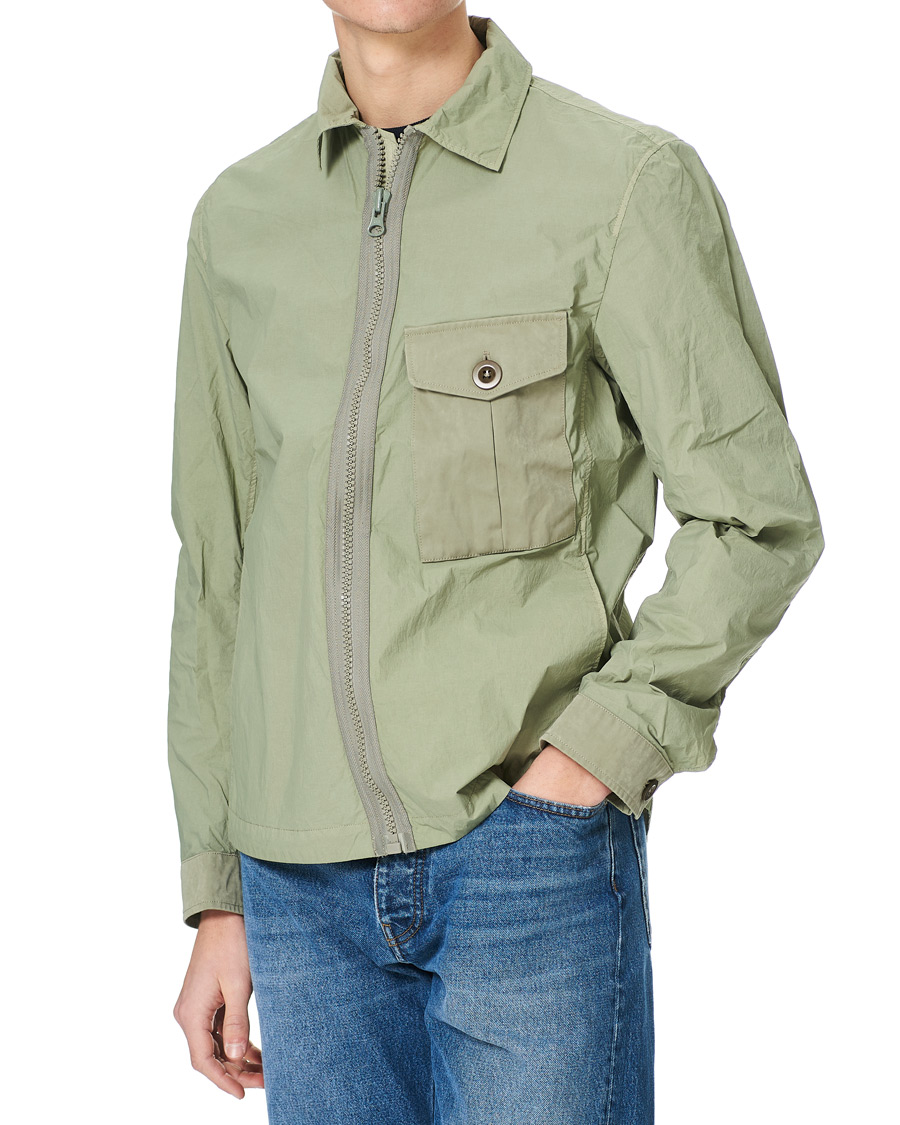 Heren | Jassen | Ten c | Garment Dyed Nylon Shirt Jacket Light Green