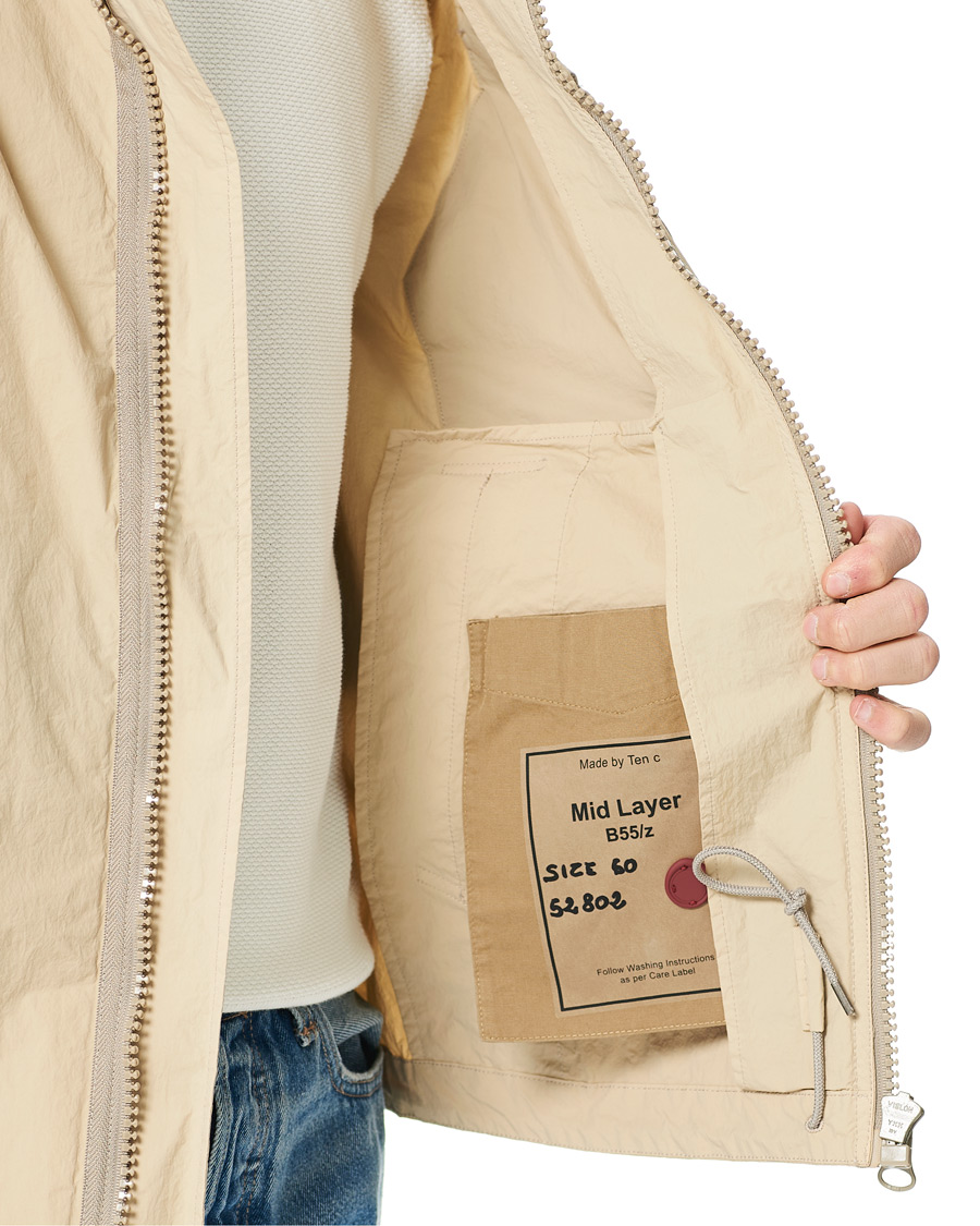 Homme | Manteaux Et Vestes | Ten c | Garment Dyed Nylon Hood Jacket Beige