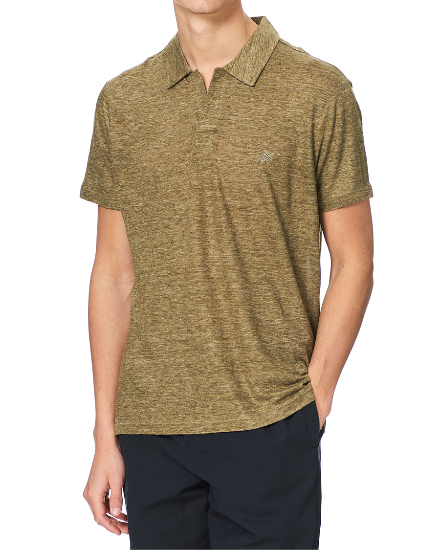 Homme | Polos | Vilebrequin | Jersey Linen Polo Olive Chine
