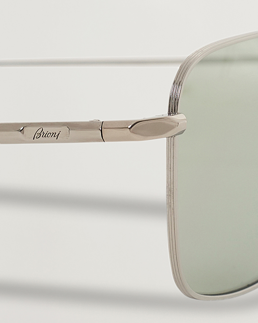 Homme | Brioni BR0101S Sunglasses Silver/Green | Brioni | BR0101S Sunglasses Silver/Green