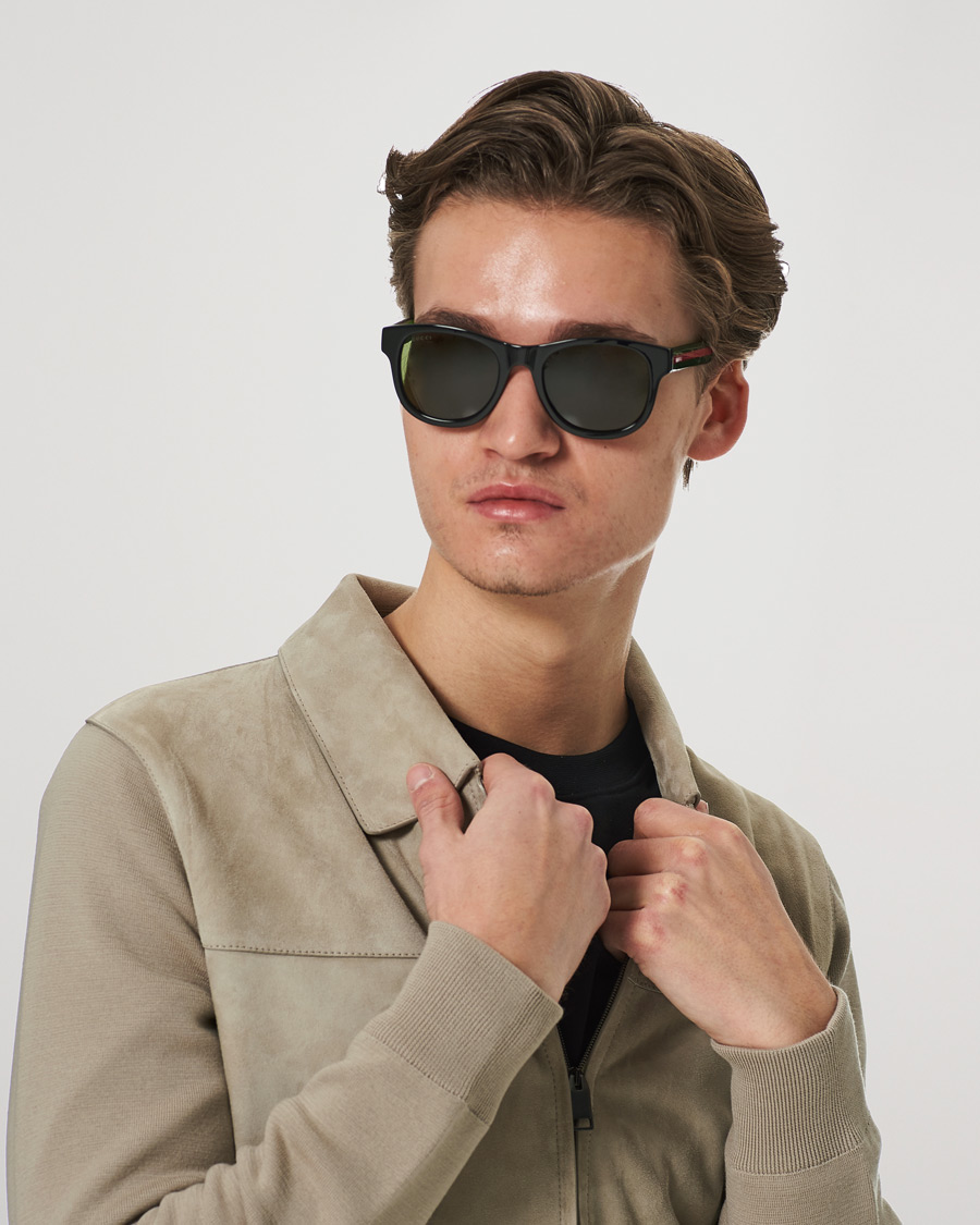Homme | Gucci GG0003SN Sunglasses Black/Green | Gucci | GG0003SN Sunglasses Black/Green